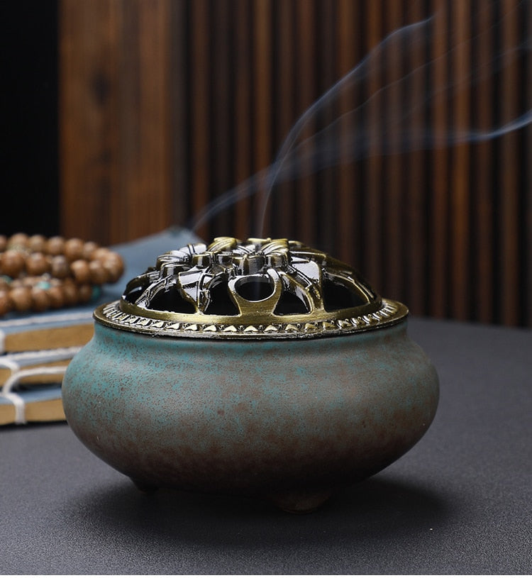 【彩の香 アンティークカラー Colorful Incense Holder】中国お香 丸型 お香立て 癒し 瞑想 ヨガ リラックス