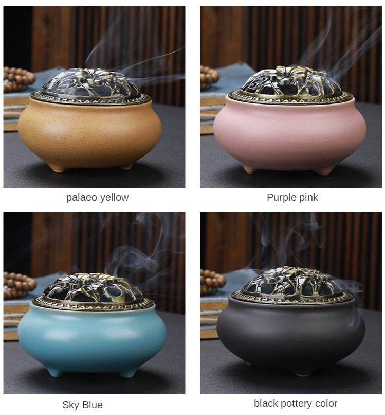 【彩の香 アンティークカラー Colorful Incense Holder】中国お香 丸型 お香立て 癒し 瞑想 ヨガ リラックス