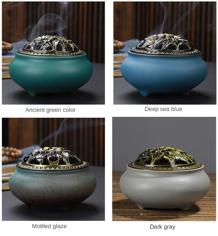 【彩の香 アンティークカラー Colorful Incense Holder】中国お香 丸型 お香立て 癒し 瞑想 ヨガ リラックス