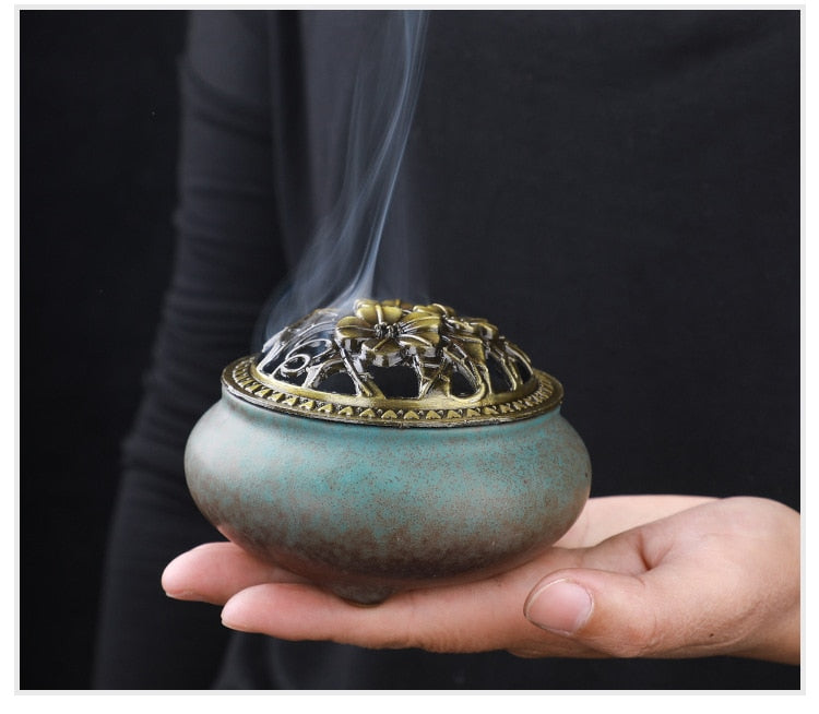 【彩の香 アンティークカラー Colorful Incense Holder】中国お香 丸型 お香立て 癒し 瞑想 ヨガ リラックス