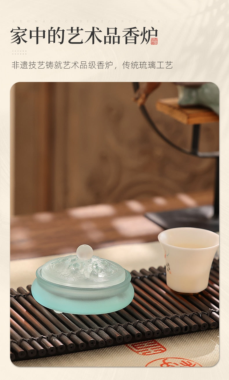 【ギフトにおすすめ! 硝子の香 Grass Incense Holder】中国お香 香炉 贈り物 お香立て 癒し 瞑想 ヨガ リラックス