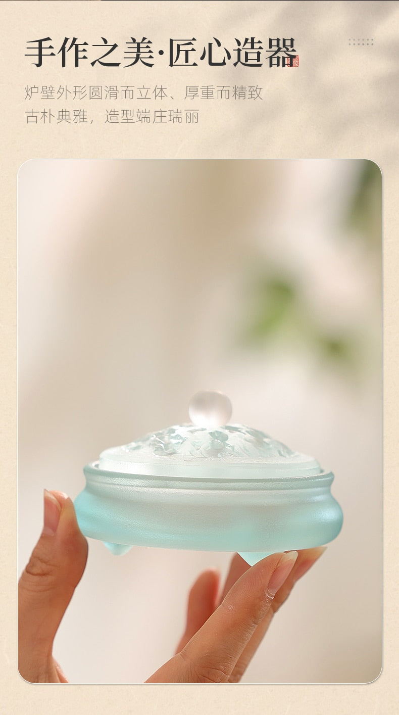 【ギフトにおすすめ! 硝子の香 Grass Incense Holder】中国お香 香炉 贈り物 お香立て 癒し 瞑想 ヨガ リラックス