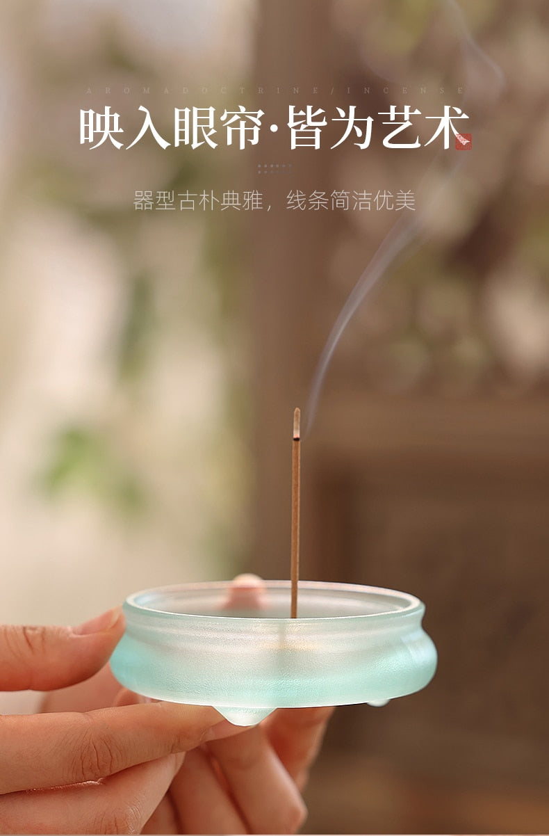 【ギフトにおすすめ! 硝子の香 Grass Incense Holder】中国お香 香炉 贈り物 お香立て 癒し 瞑想 ヨガ リラックス