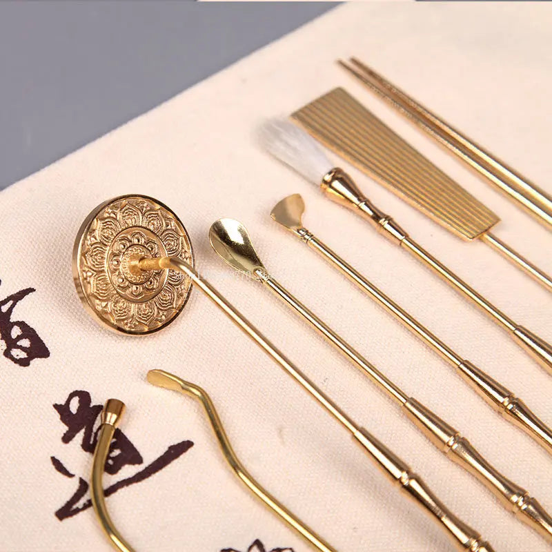 【香具 純銅製 7点セット】中国お香 香炉 お香セット アロマ インセンス 雑貨 癒し 瞑想 ヨガ リラックス 禅 ギフト