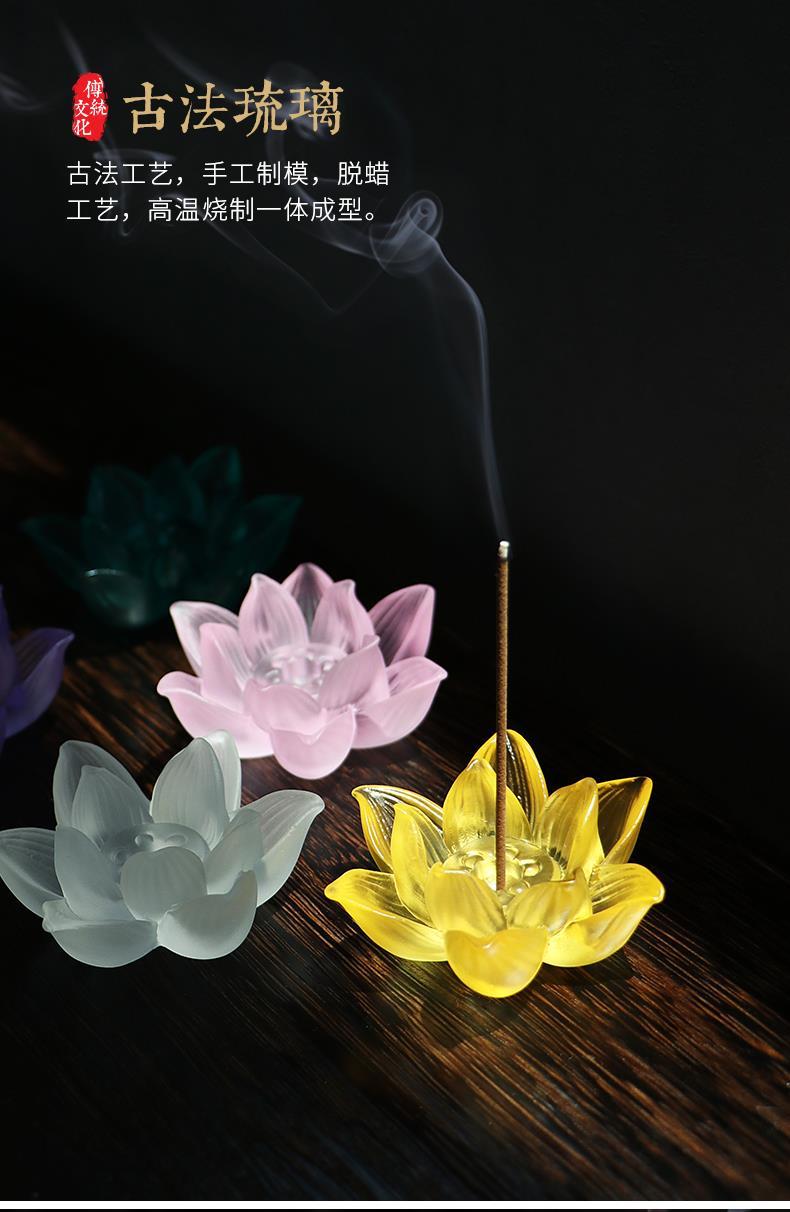 【硝子の蓮香炉 Grass lotus flower Incense Holder】中国お香 お香立て 癒し 瞑想 ヨガ リラックス 禅 透明 香炉 ロータス