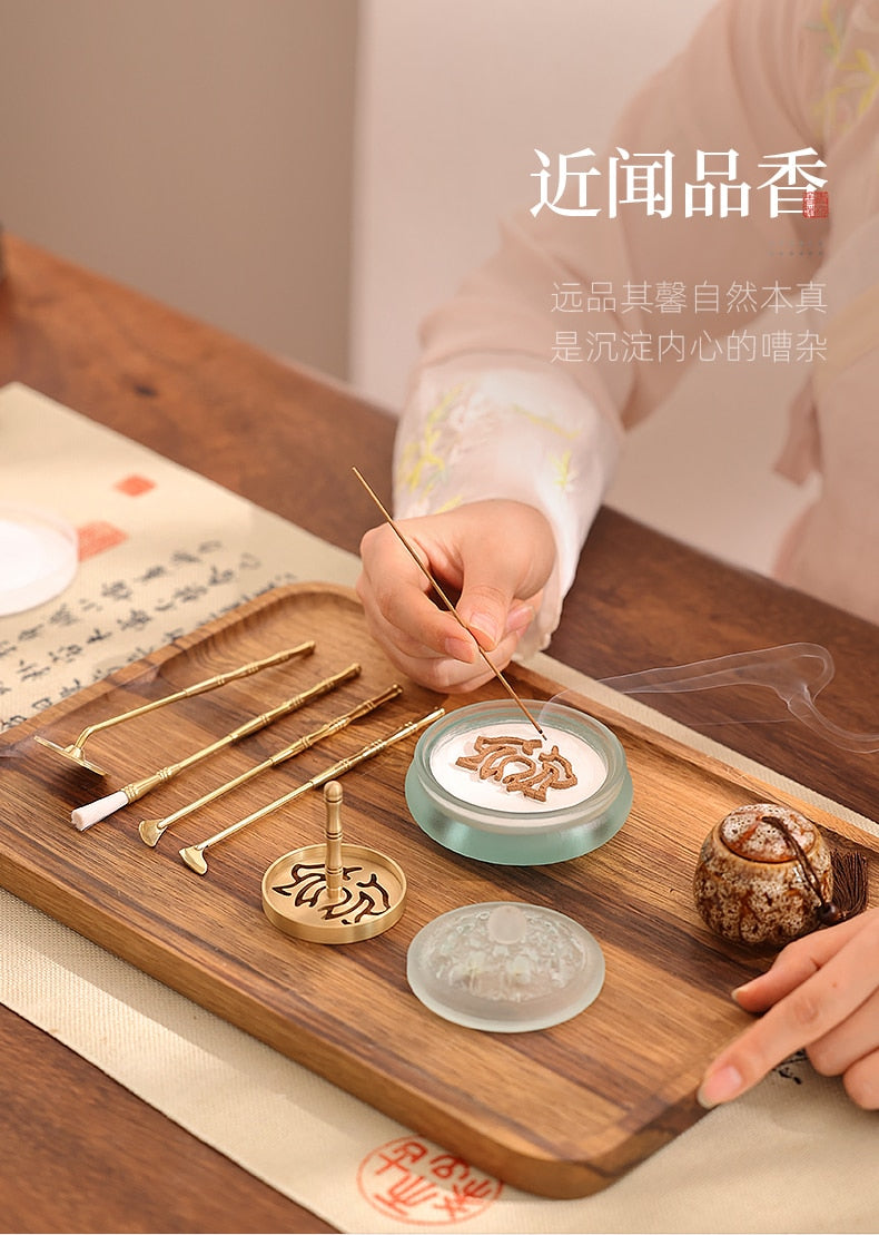 【ギフトにおすすめ! 硝子の香 Grass Incense Holder】中国お香 香炉 贈り物 お香立て 癒し 瞑想 ヨガ リラックス