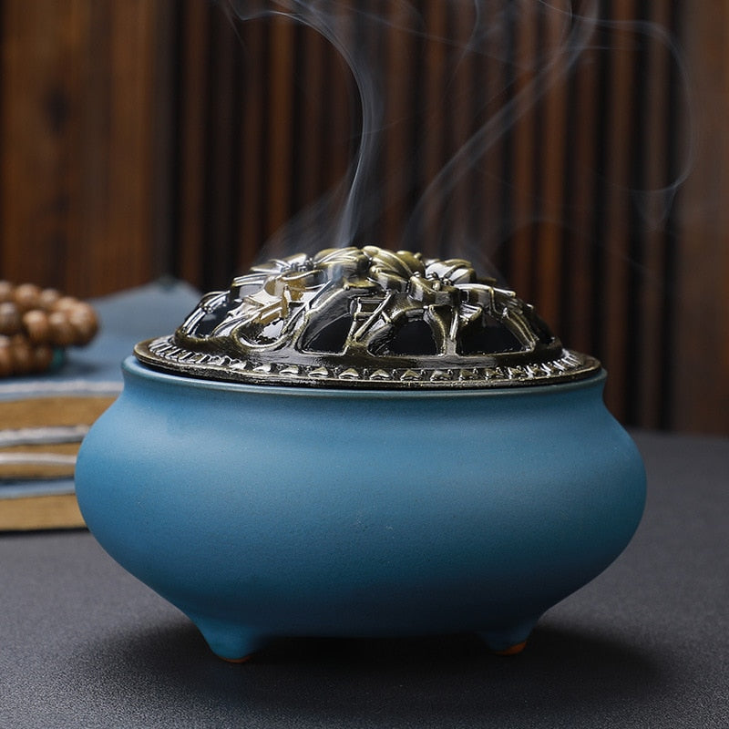 【彩の香 アンティークカラー Colorful Incense Holder】中国お香 丸型 お香立て 癒し 瞑想 ヨガ リラックス