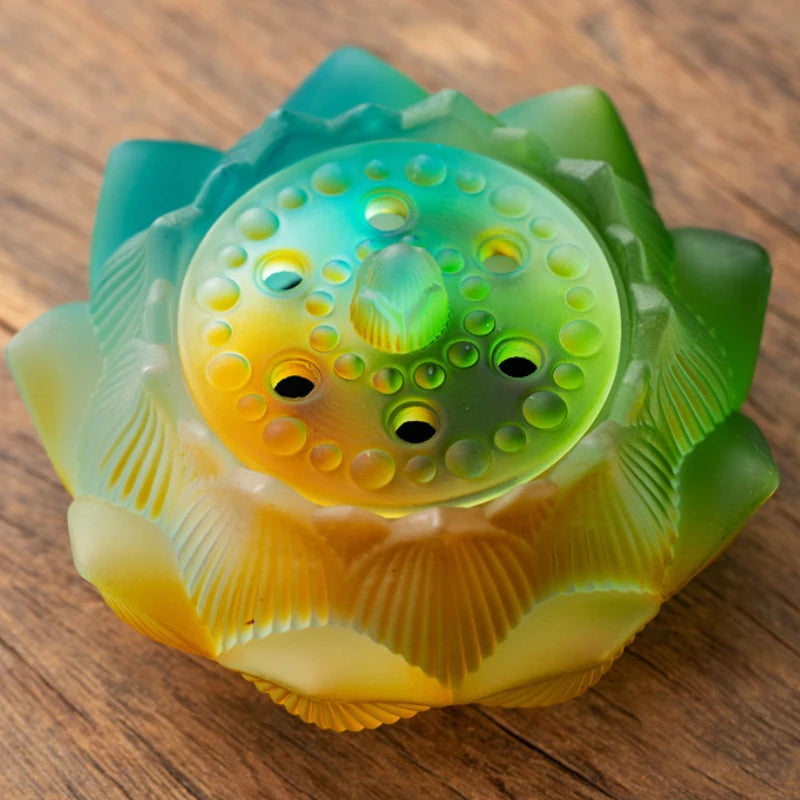 【幻彩琉璃 蓮芯香炉|職人手作りの美麗インテリア香炉】硝子水晶 お香立て 香炉 中国 お香 癒し 瞑想 ヨガ リラックス