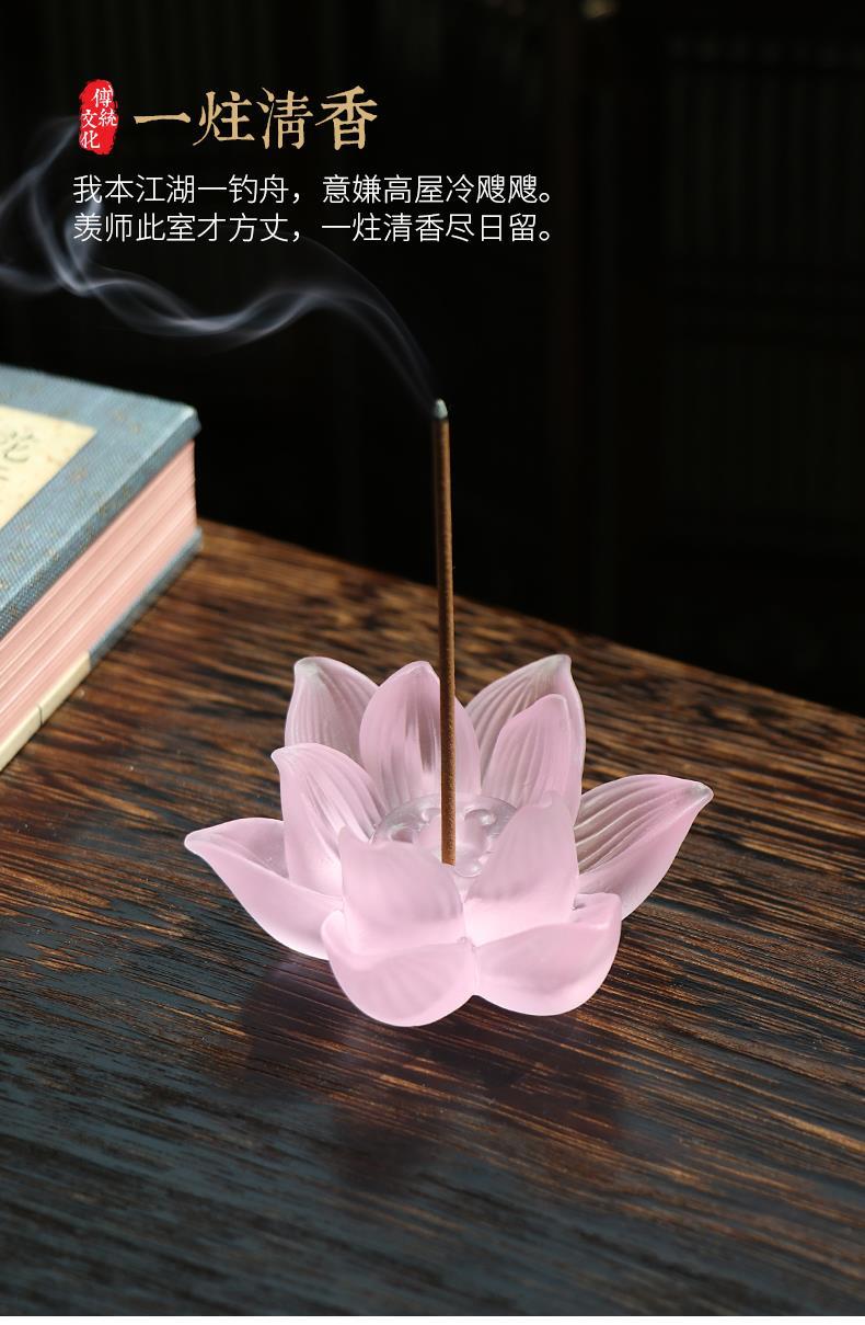 【硝子の蓮香炉 Grass lotus flower Incense Holder】中国お香 お香立て 癒し 瞑想 ヨガ リラックス 禅 透明 香炉 ロータス