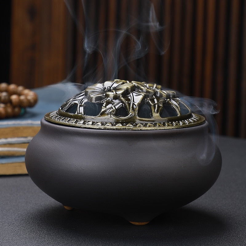 【彩の香 アンティークカラー Colorful Incense Holder】中国お香 丸型 お香立て 癒し 瞑想 ヨガ リラックス
