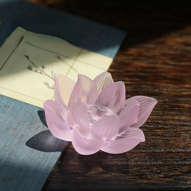 【硝子の蓮香炉 Grass lotus flower Incense Holder】中国お香 お香立て 癒し 瞑想 ヨガ リラックス 禅 透明 香炉 ロータス