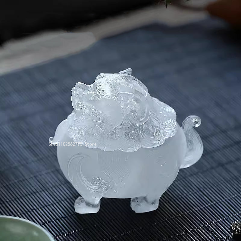 【雪のように透き通る美しさを持つ琉璃香炉】硝子水晶 お香立て 香炉 中国 お香 癒し 瞑想 ヨガ リラックス