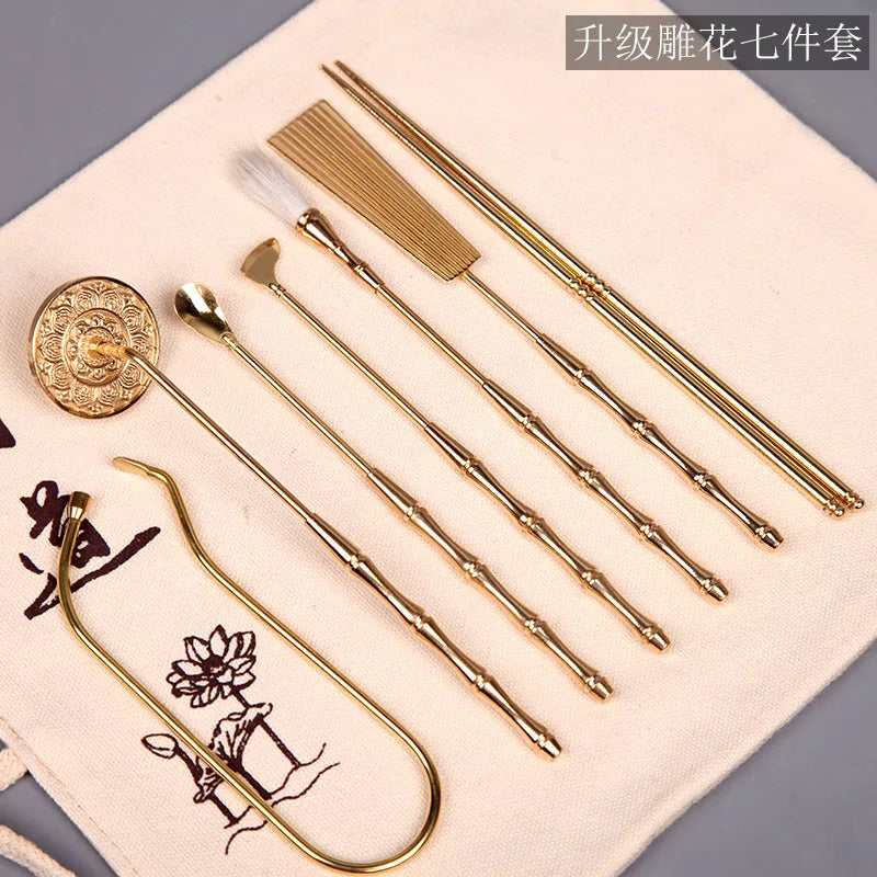 【香具 純銅製 7点セット】中国お香 香炉 お香セット アロマ インセンス 雑貨 癒し 瞑想 ヨガ リラックス 禅 ギフト