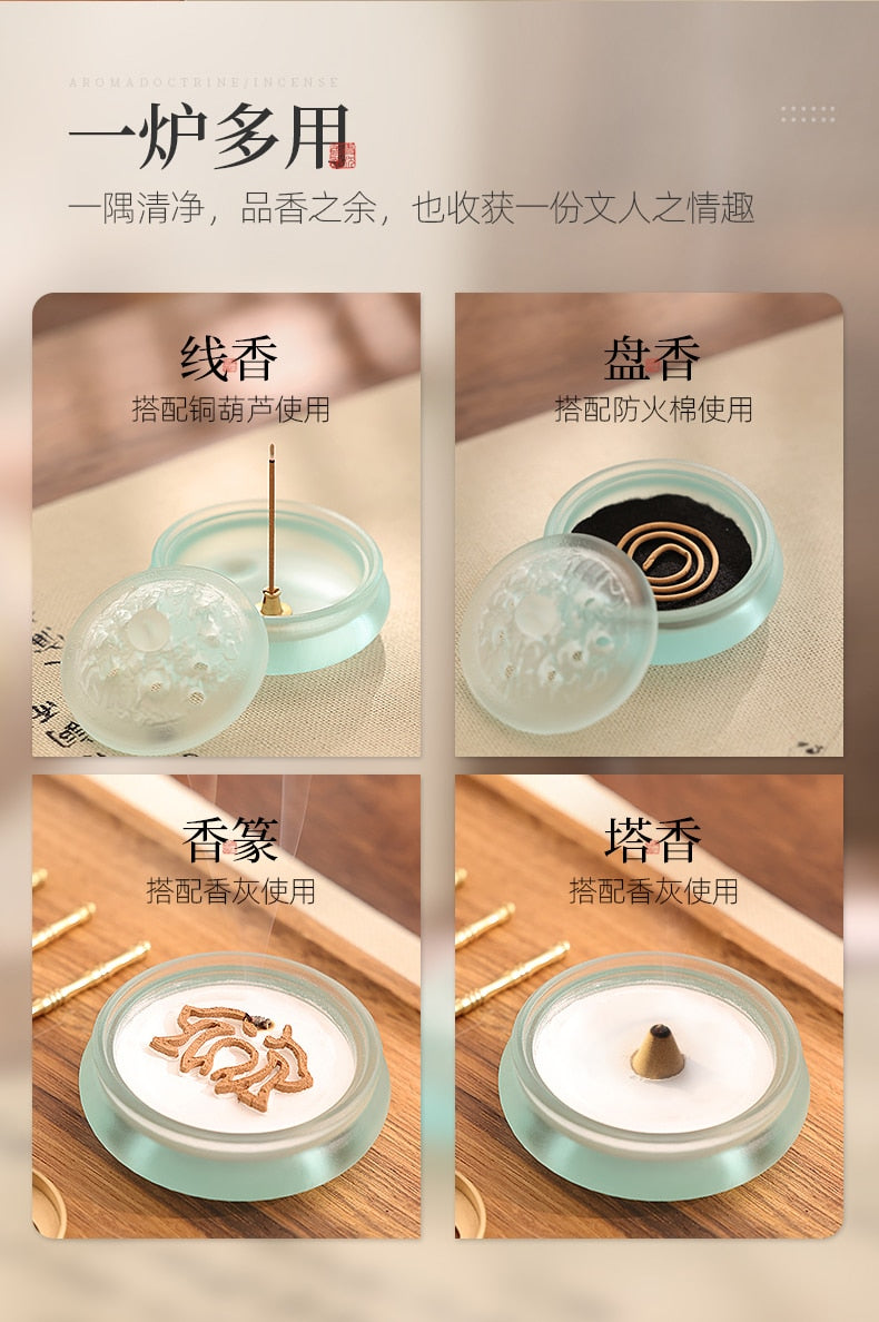 【ギフトにおすすめ! 硝子の香 Grass Incense Holder】中国お香 香炉 贈り物 お香立て 癒し 瞑想 ヨガ リラックス
