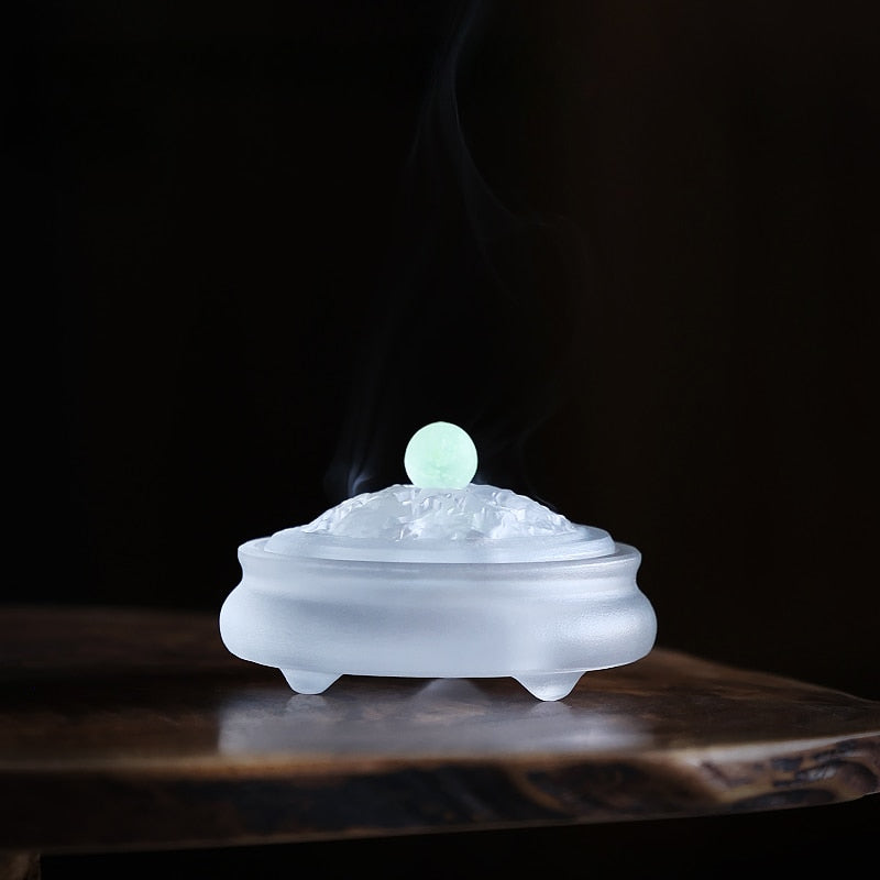 【ギフトにおすすめ! 硝子の香 Grass Incense Holder】中国お香 香炉 贈り物 お香立て 癒し 瞑想 ヨガ リラックス
