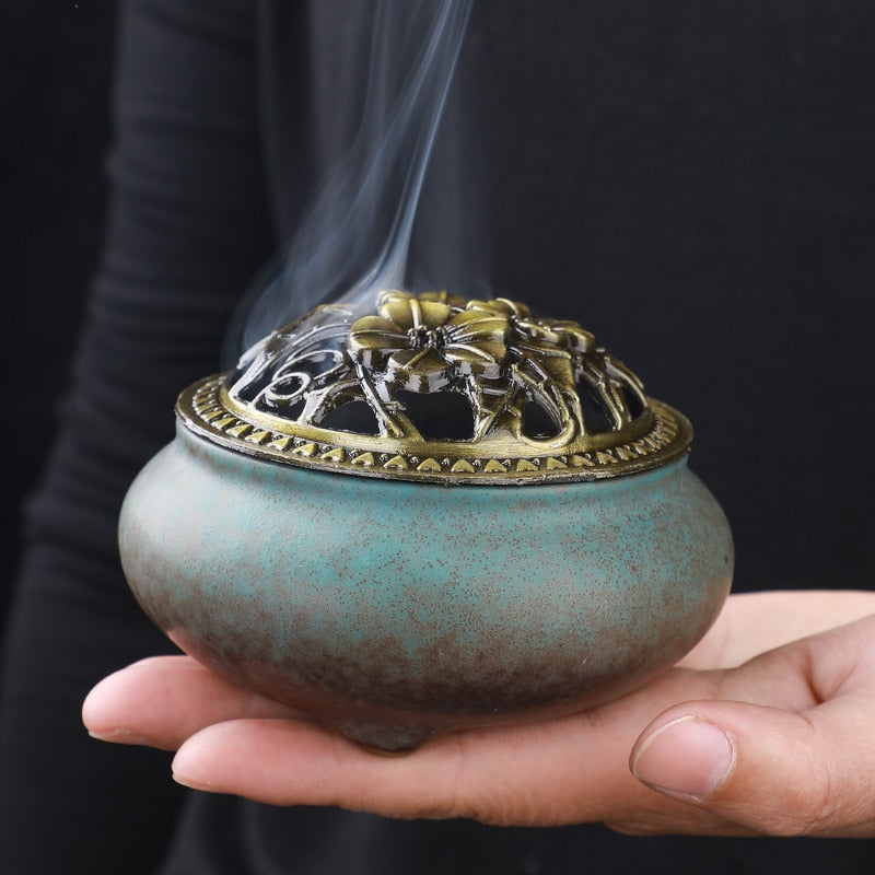 【彩の香 アンティークカラー Colorful Incense Holder】中国お香 丸型 お香立て 癒し 瞑想 ヨガ リラックス