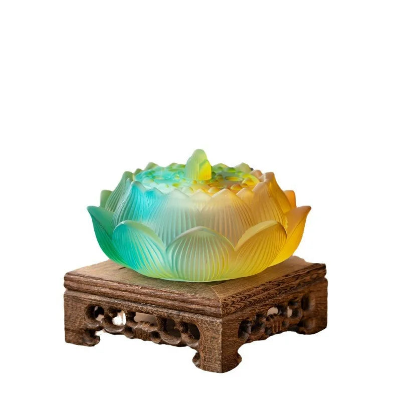 【幻彩琉璃 蓮芯香炉|職人手作りの美麗インテリア香炉】硝子水晶 お香立て 香炉 中国 お香 癒し 瞑想 ヨガ リラックス