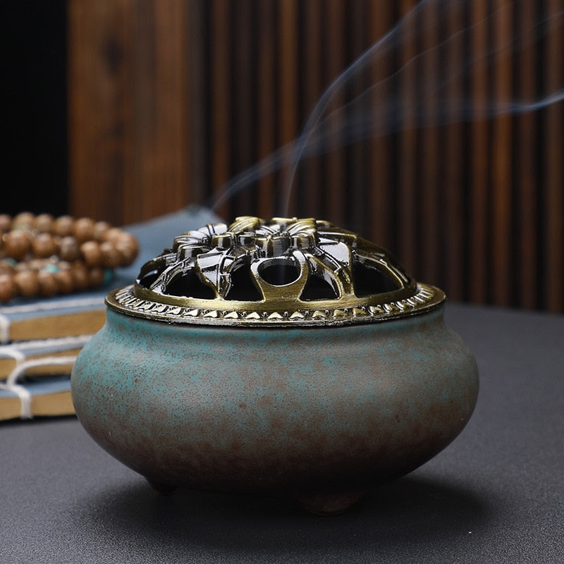 【彩の香 アンティークカラー Colorful Incense Holder】中国お香 丸型 お香立て 癒し 瞑想 ヨガ リラックス