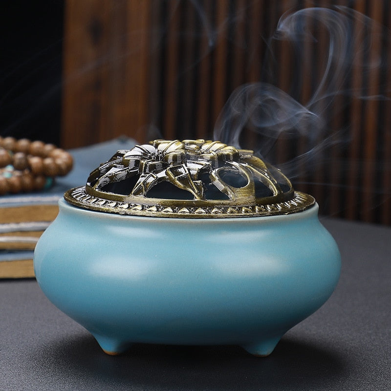 【彩の香 アンティークカラー Colorful Incense Holder】中国お香 丸型 お香立て 癒し 瞑想 ヨガ リラックス