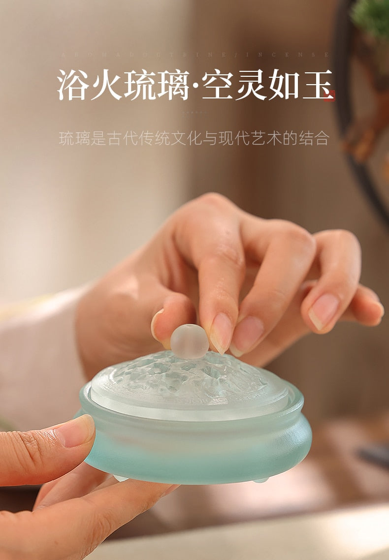 【ギフトにおすすめ! 硝子の香 Grass Incense Holder】中国お香 香炉 贈り物 お香立て 癒し 瞑想 ヨガ リラックス