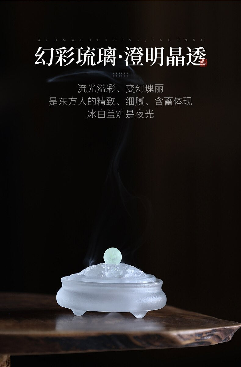 【ギフトにおすすめ! 硝子の香 Grass Incense Holder】中国お香 香炉 贈り物 お香立て 癒し 瞑想 ヨガ リラックス
