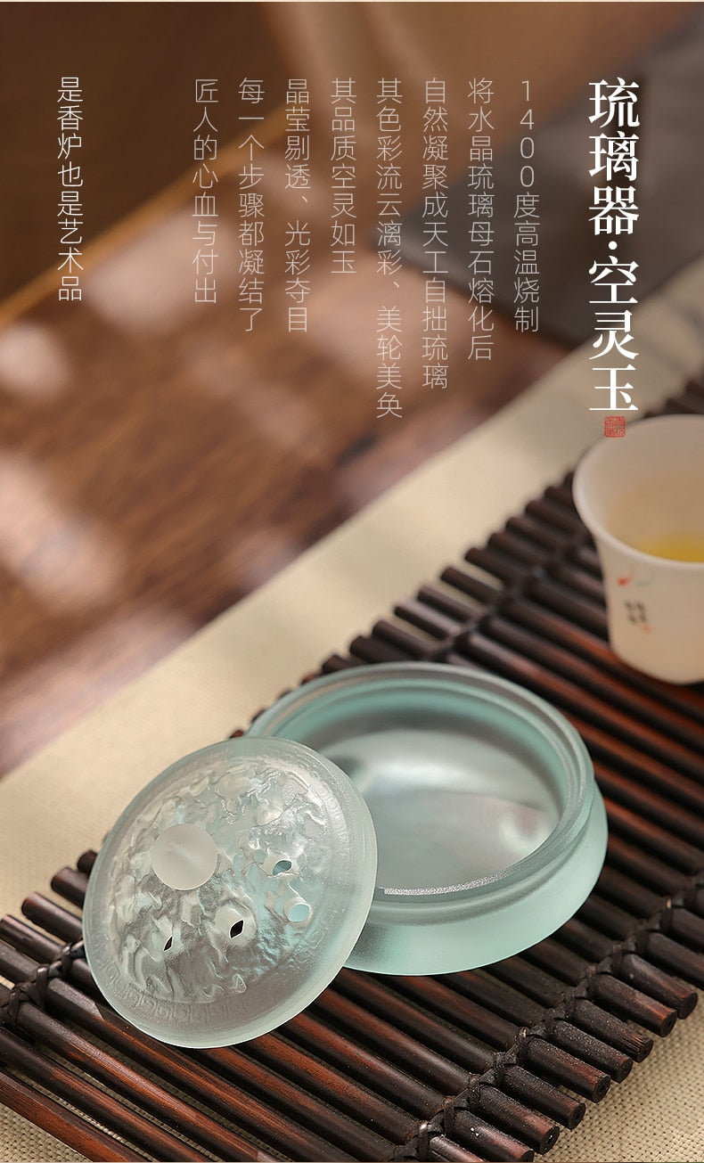 【ギフトにおすすめ! 硝子の香 Grass Incense Holder】中国お香 香炉 贈り物 お香立て 癒し 瞑想 ヨガ リラックス