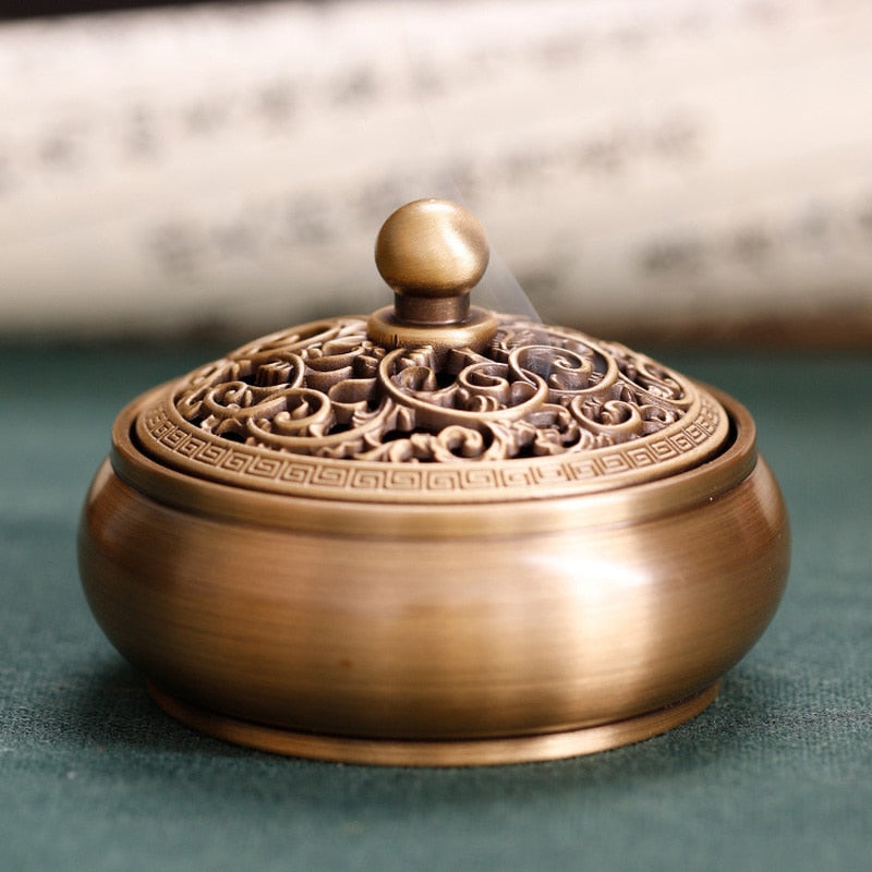 【黄金の伝統 Gold traditional Incense Holder】中国お香 丸型 ゴールド お香立て 癒し 瞑想 ヨガ リラックス