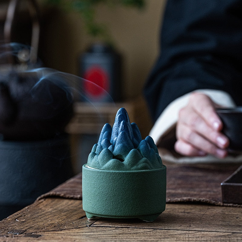 山緑の香 Mountain green Incense Holder】中国お香 丸型 お香立て