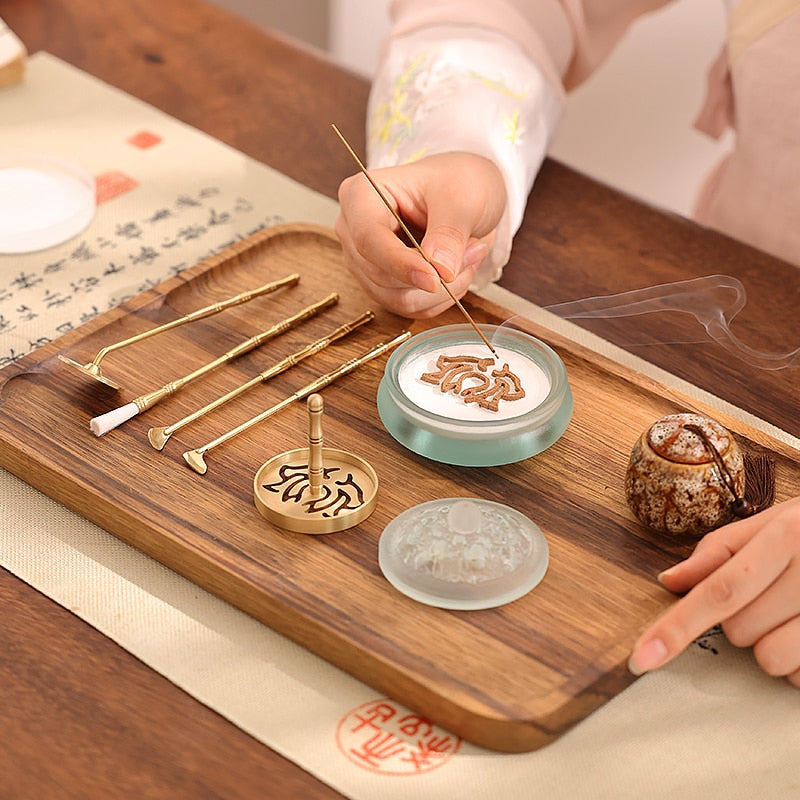 【ギフトにおすすめ! 硝子の香 Grass Incense Holder】中国お香 香炉 贈り物 お香立て 癒し 瞑想 ヨガ リラックス