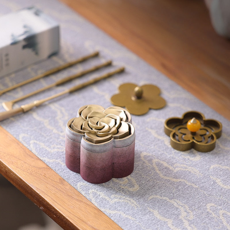 花弁の香セット Petal incense burner set】 中国お香 香炉 お花 お香