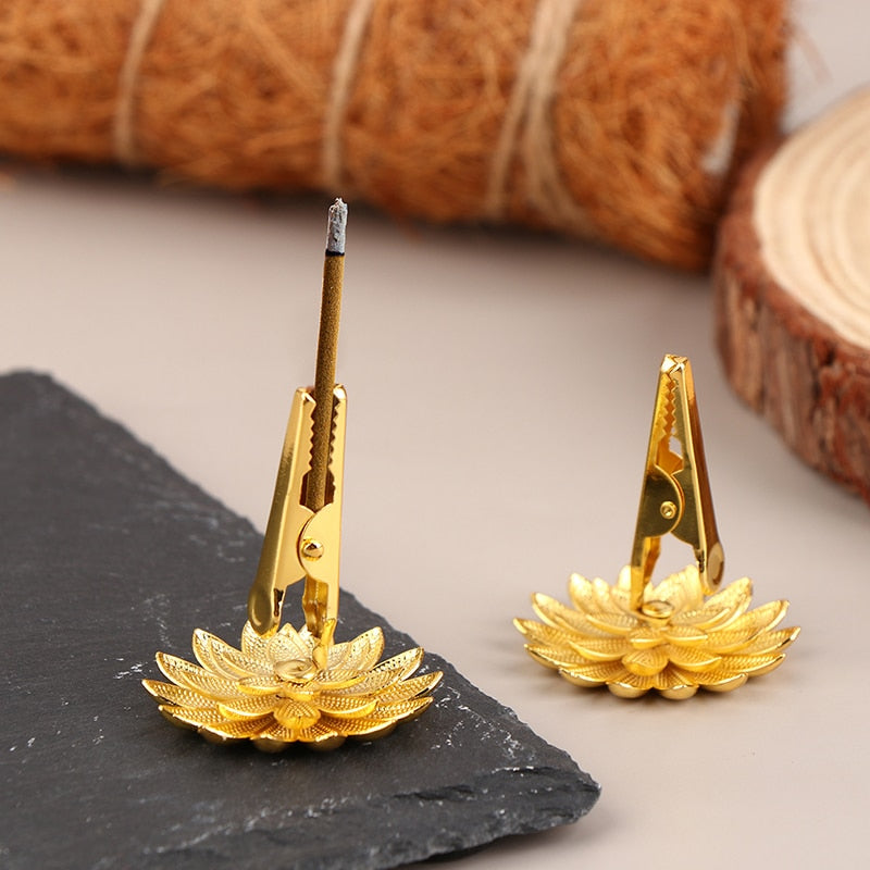 【黄金の蓮 ミニクリップバージョン Gold Lotus Mini clip Incense holder】中国お香 ゴールド 蓮 ロータス お香立て  癒し 瞑想 ヨガ リラックス