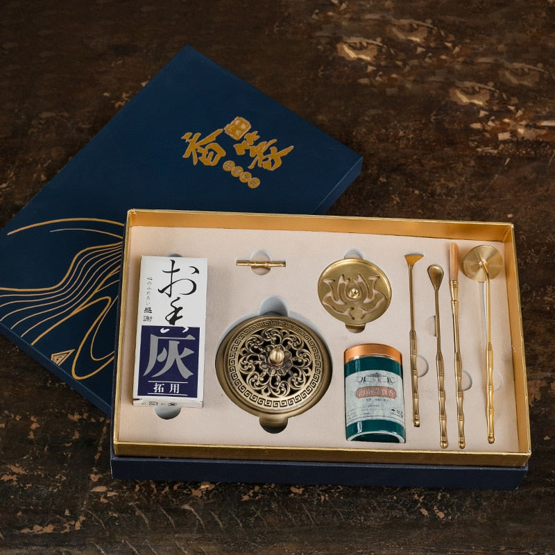 青箱の香贈 Blue box traditional insence Kit】中国お香 香炉 青 お香