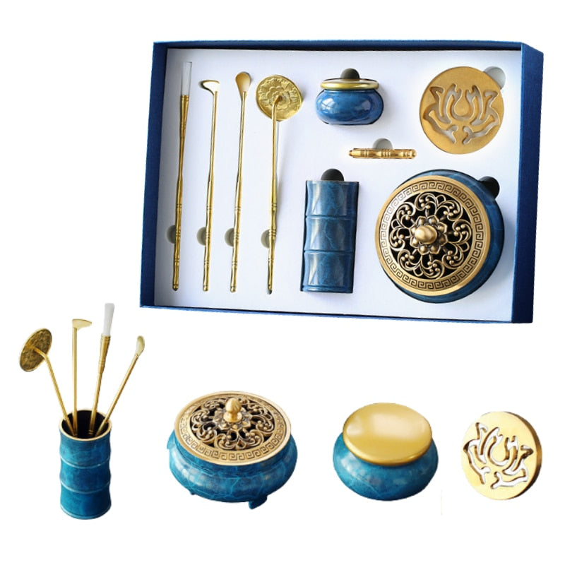 伝統の香 Traditional Insence Kit】中国お香 香炉 青 お香セット