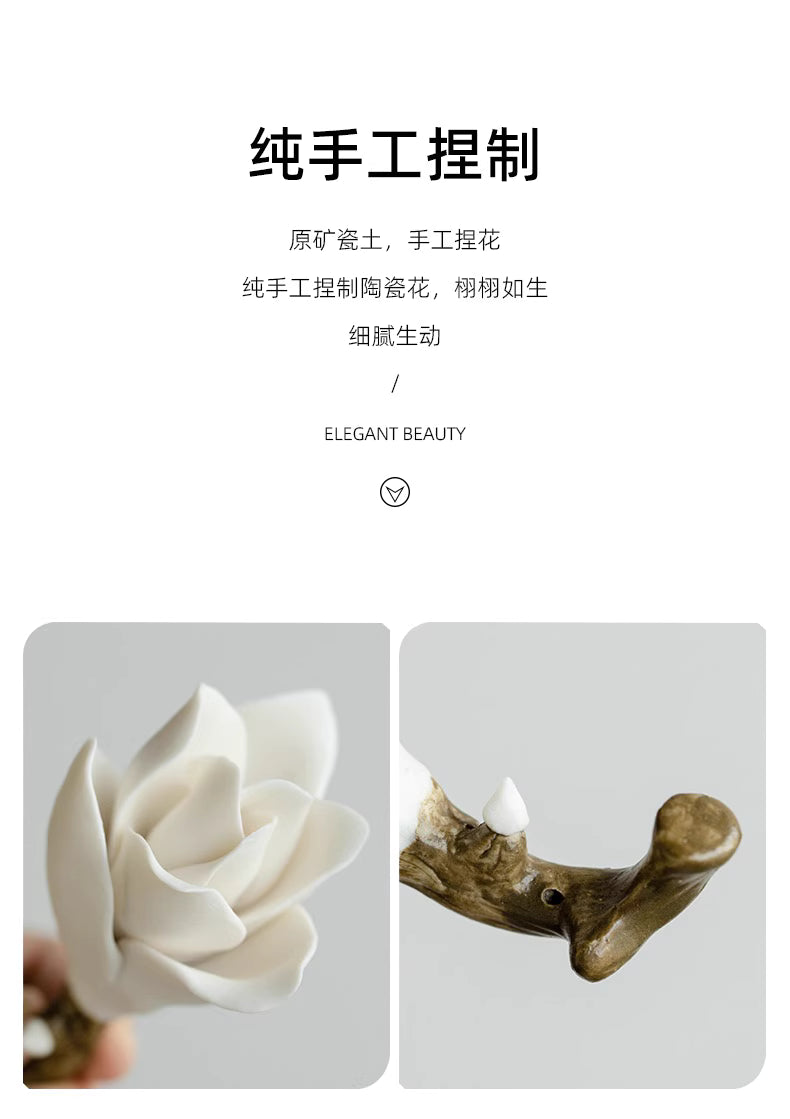 【白玉蘭（マグノリア）の香立て｜手作りの花インセンスホルダー】お香 香炉 アロマ インセンス 雑貨 癒し 瞑想 ヨガ リラックス 禅