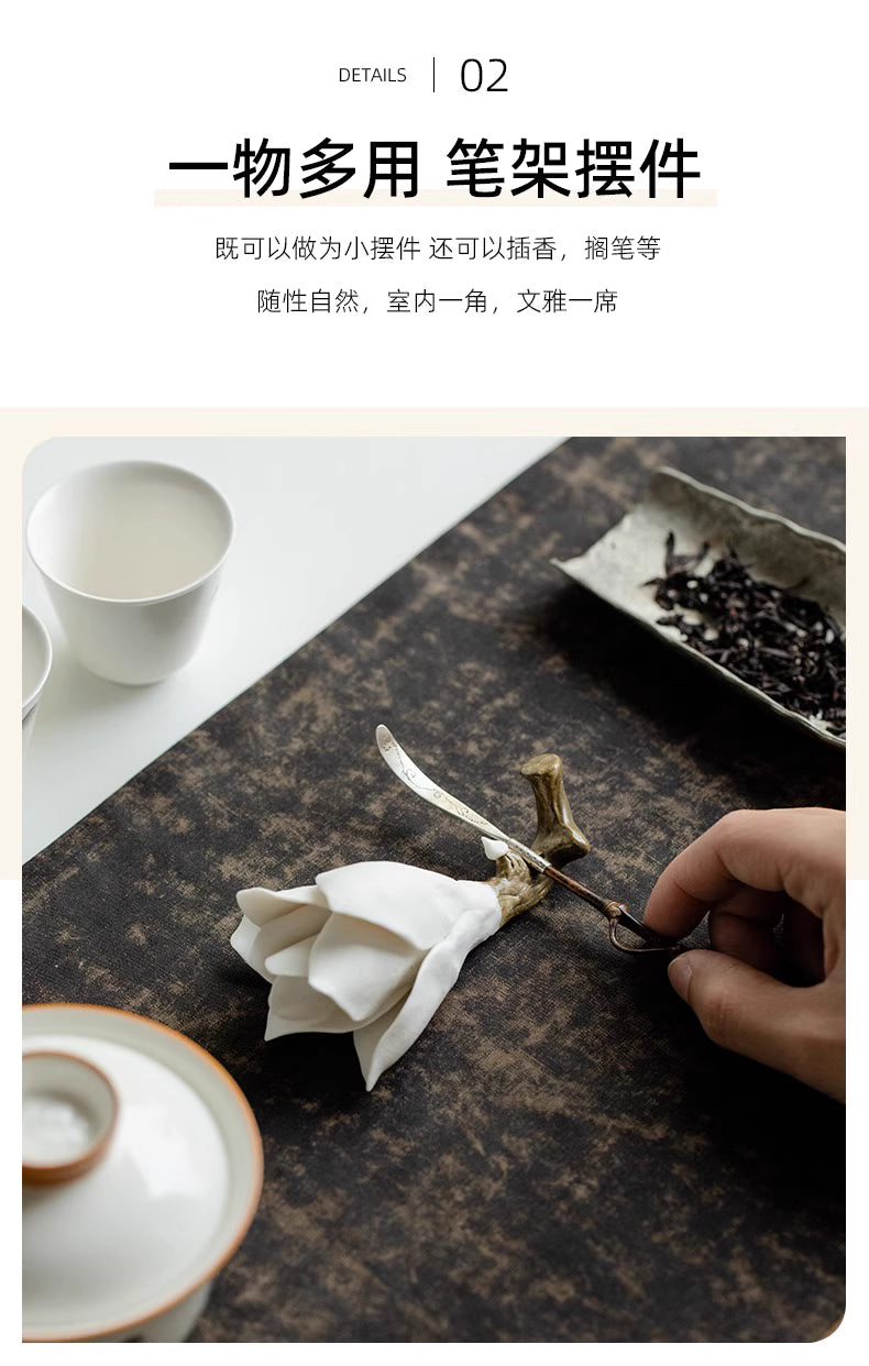 【白玉蘭（マグノリア）の香立て｜手作りの花インセンスホルダー】お香 香炉 アロマ インセンス 雑貨 癒し 瞑想 ヨガ リラックス 禅