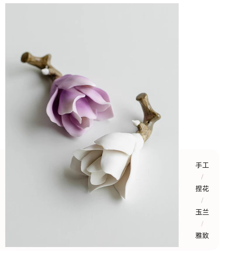 【白玉蘭（マグノリア）の香立て｜手作りの花インセンスホルダー】お香 香炉 アロマ インセンス 雑貨 癒し 瞑想 ヨガ リラックス 禅