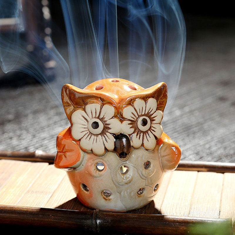 【癒梟の香 Healing owl Insence holder】お香 香炉 フクロウ アロマ インセンス 雑貨 癒し 瞑想 ヨガ リラックス 禅