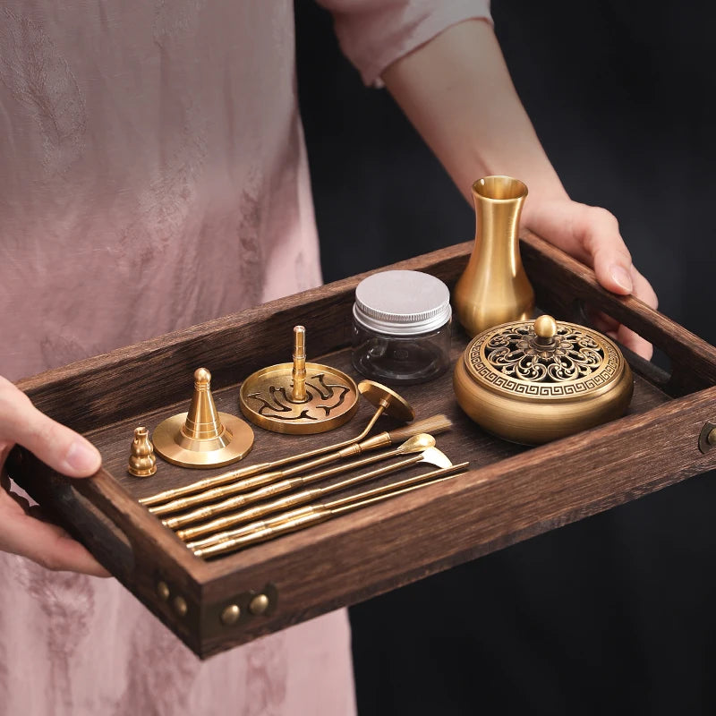 初心者おすすめ【香篆香道妙器セット｜黄銅製香炉付きギフトボックス】中国お香 お香セット アロマ インセンス 雑貨 癒し 瞑想 ヨガ リラックス 禅 ギフト