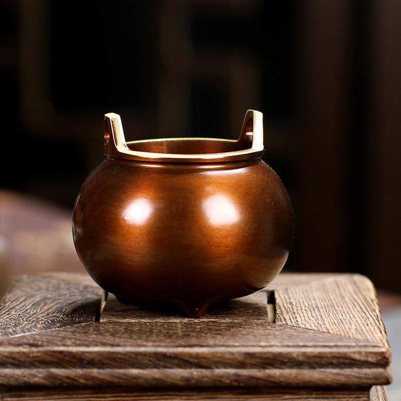 【伝統の壺香 Traditional Pot Incense Holder】中国お香 丸型 香炉 ゴールド お香立て 癒し 瞑想 ヨガ リラックス