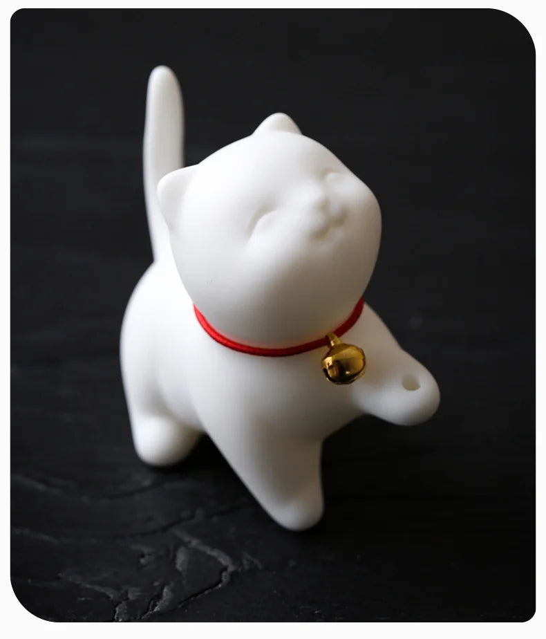 【招き猫 お香立て】 陶器 線香皿 可愛い 香炉 仏具 茶道 室内 インテリア 癒し