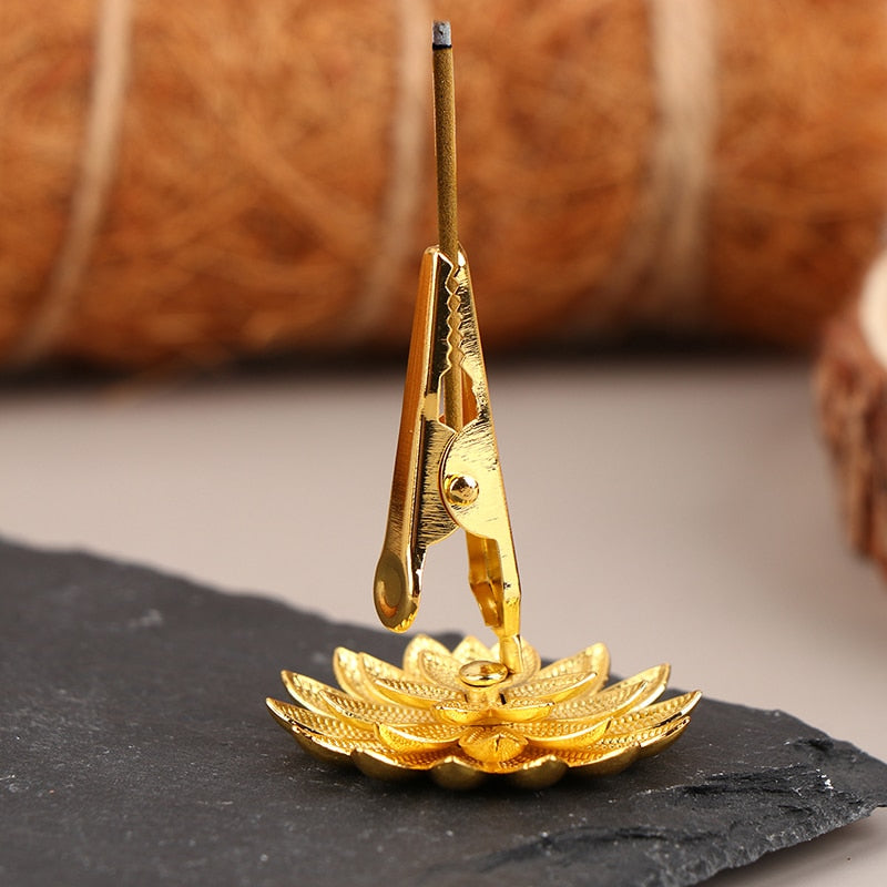 【黄金の蓮 ミニクリップバージョン Gold Lotus Mini clip Incense holder】中国お香 ゴールド 蓮 ロータス お香立て  癒し 瞑想 ヨガ リラックス