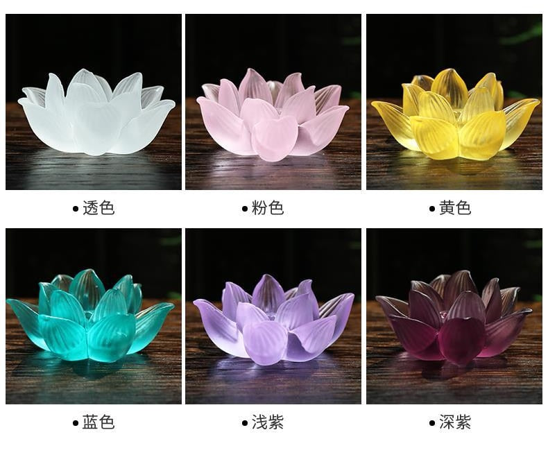 【硝子の蓮香炉 Grass lotus flower Incense Holder】中国お香 お香立て 癒し 瞑想 ヨガ リラックス 禅 透明 香炉 ロータス