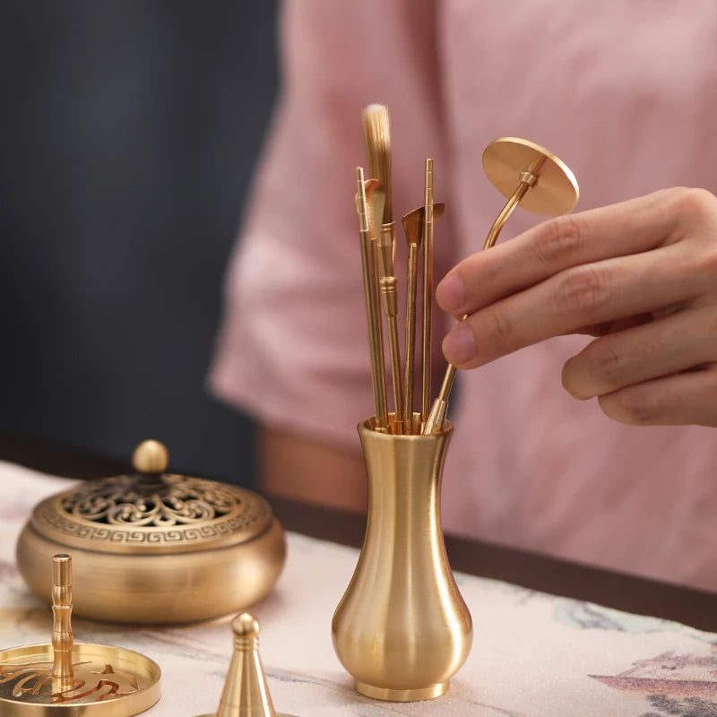 初心者おすすめ【香篆香道妙器セット｜黄銅製香炉付きギフトボックス】中国お香 お香セット アロマ インセンス 雑貨 癒し 瞑想 ヨガ リラックス 禅 ギフト