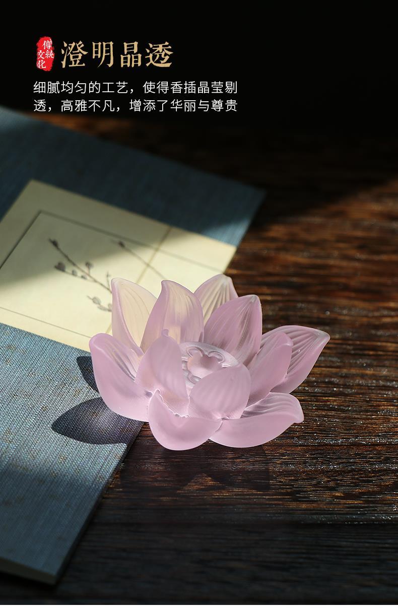 【硝子の蓮香炉 Grass lotus flower Incense Holder】中国お香 お香立て 癒し 瞑想 ヨガ リラックス 禅 透明 香炉 ロータス