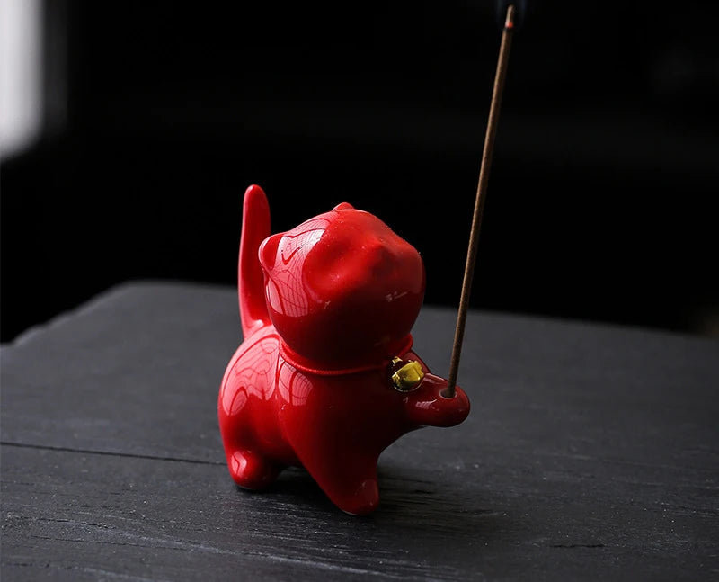 【招き猫 お香立て】 陶器 線香皿 可愛い 香炉 仏具 茶道 室内 インテリア 癒し