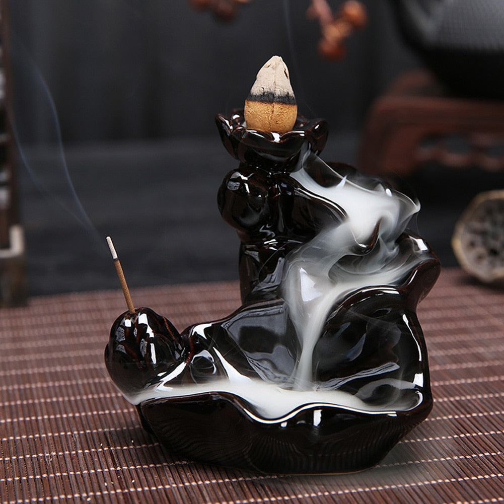 【黒山の滝香 Black mountain backflow Incense Holder】中国お香 倒流香 滝 お香立て 癒し 瞑想 ヨガ リラックス