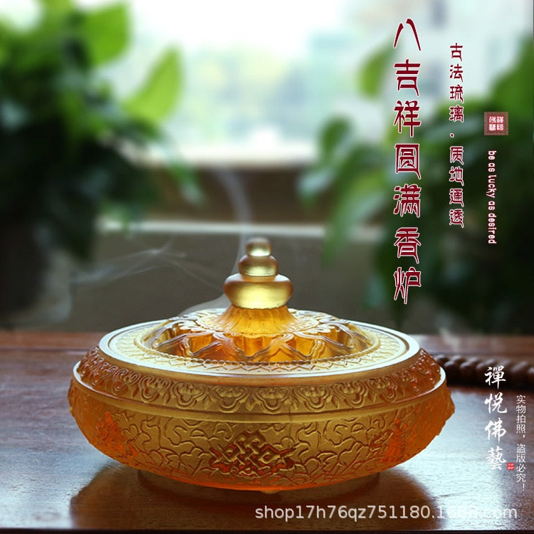 【翠の香炉 Green glass Incense Holder】中国お香 硝子 お香立て 癒し 瞑想 ヨガ リラックス