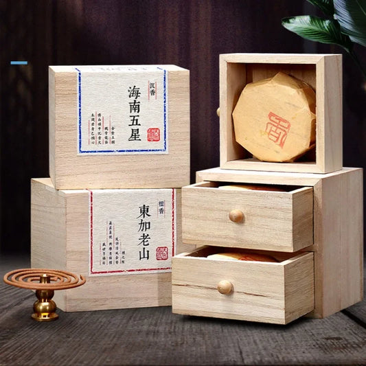 【天然素材 盤香＆桐箱セット｜リラックス・お清め・お部屋の香りに】中国お香 香炉 お香立て 癒し 瞑想 ヨガ リラックス