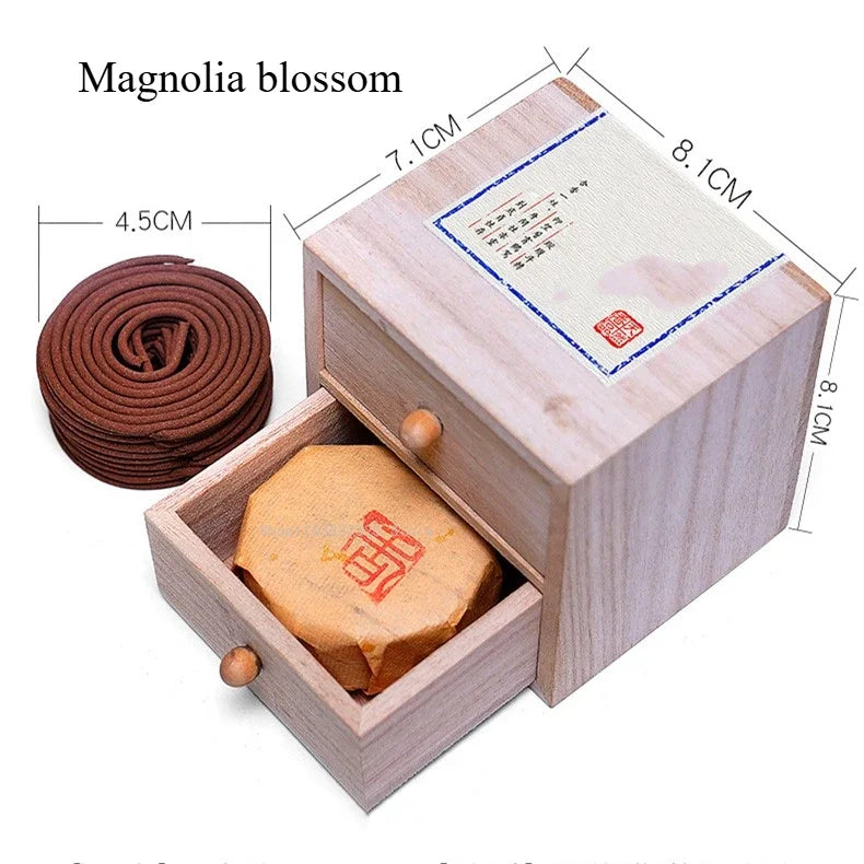 【天然素材 盤香＆桐箱セット｜リラックス・お清め・お部屋の香りに】中国お香 香炉 お香立て 癒し 瞑想 ヨガ リラックス