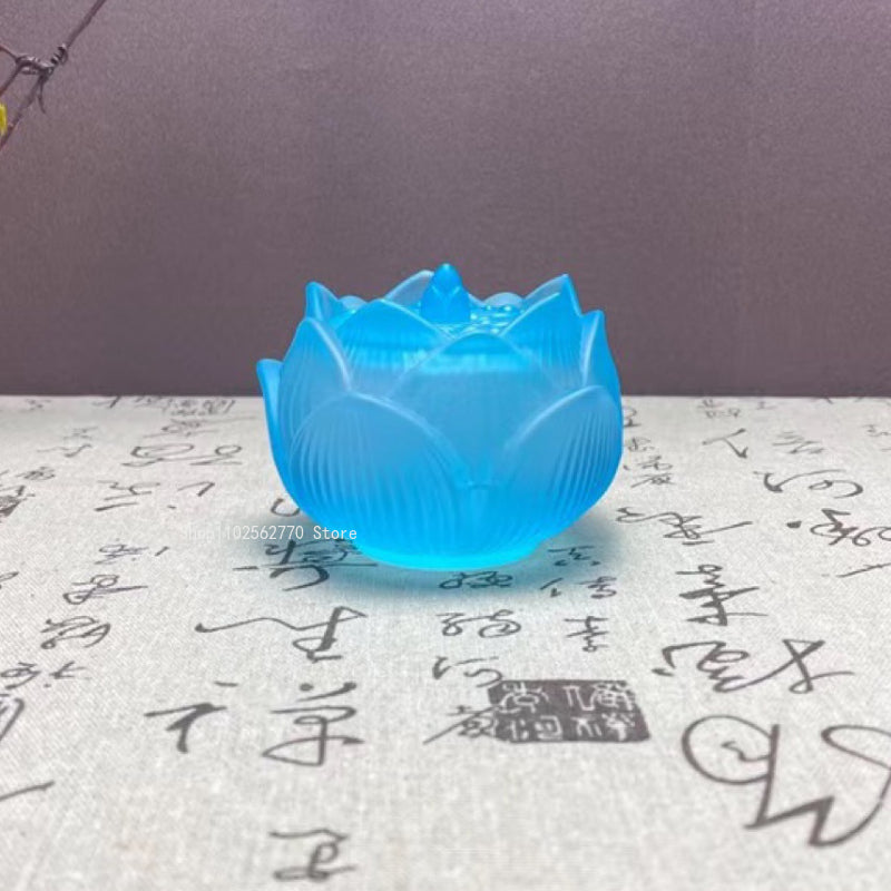 【超歓迎】 琉璃蓮花香炉 – 静寂と安らぎを彩る】硝子水晶 お香立て 香炉 仏壇用香炉用品